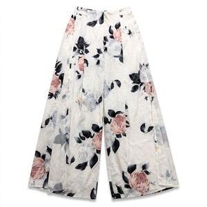 Solaris Style Womens S White Floral Wide Leg Pants Boho Vintage Casual‎